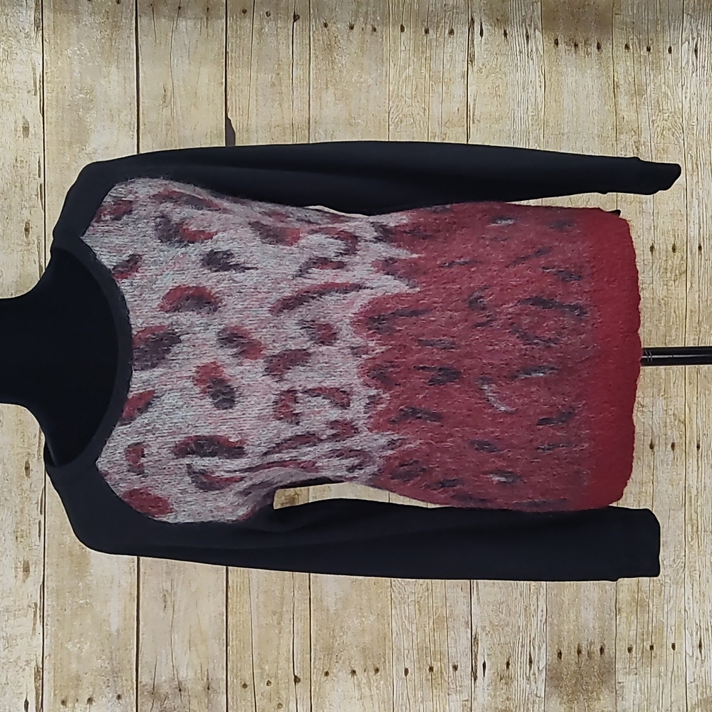 Maison Scotch Animal Print Mohair Blend Sweatshirt